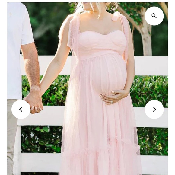 Light Pink Polka Dot Bow Ruffle Falbala Tie-Shoulder A-line Tulle Princess Maxi - Picture 3 of 7